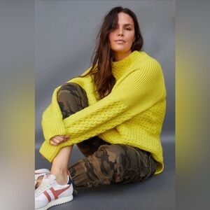 Anthropologie Bia Mock Neck Tunic Sweater Lime Alpaca Blend S NWT